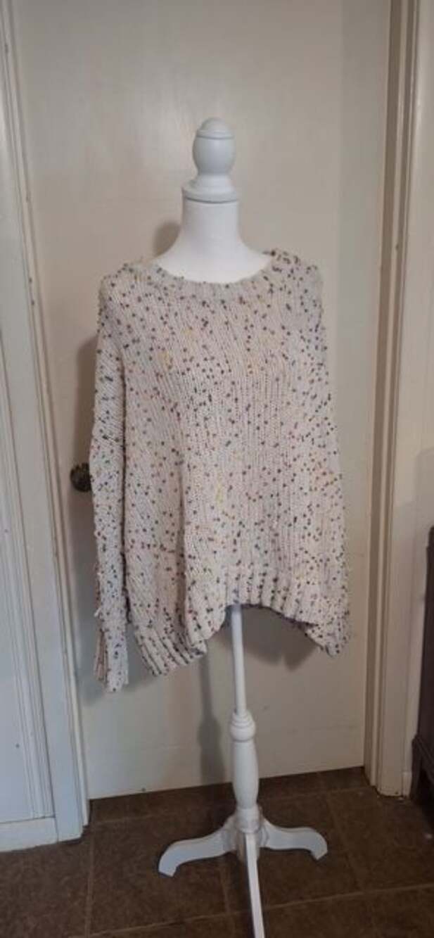 Seven 7 Womens‎ XL Cream Chunky Knit Confetti Fleck Speckled Pullover Sweater